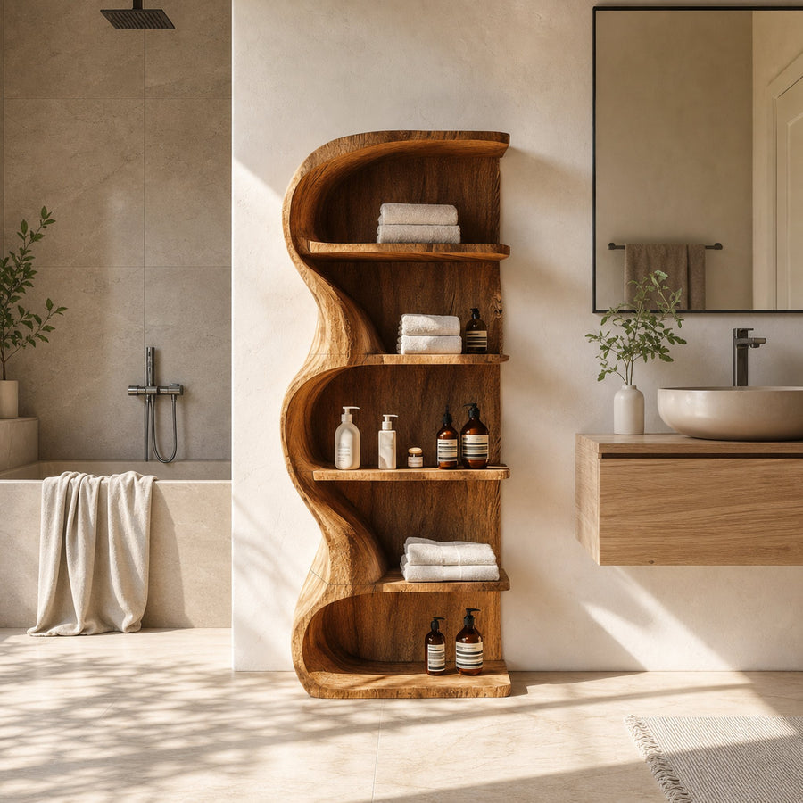 Rustic Organic Bathroom Shelf  Bathroom Interior Storage Display