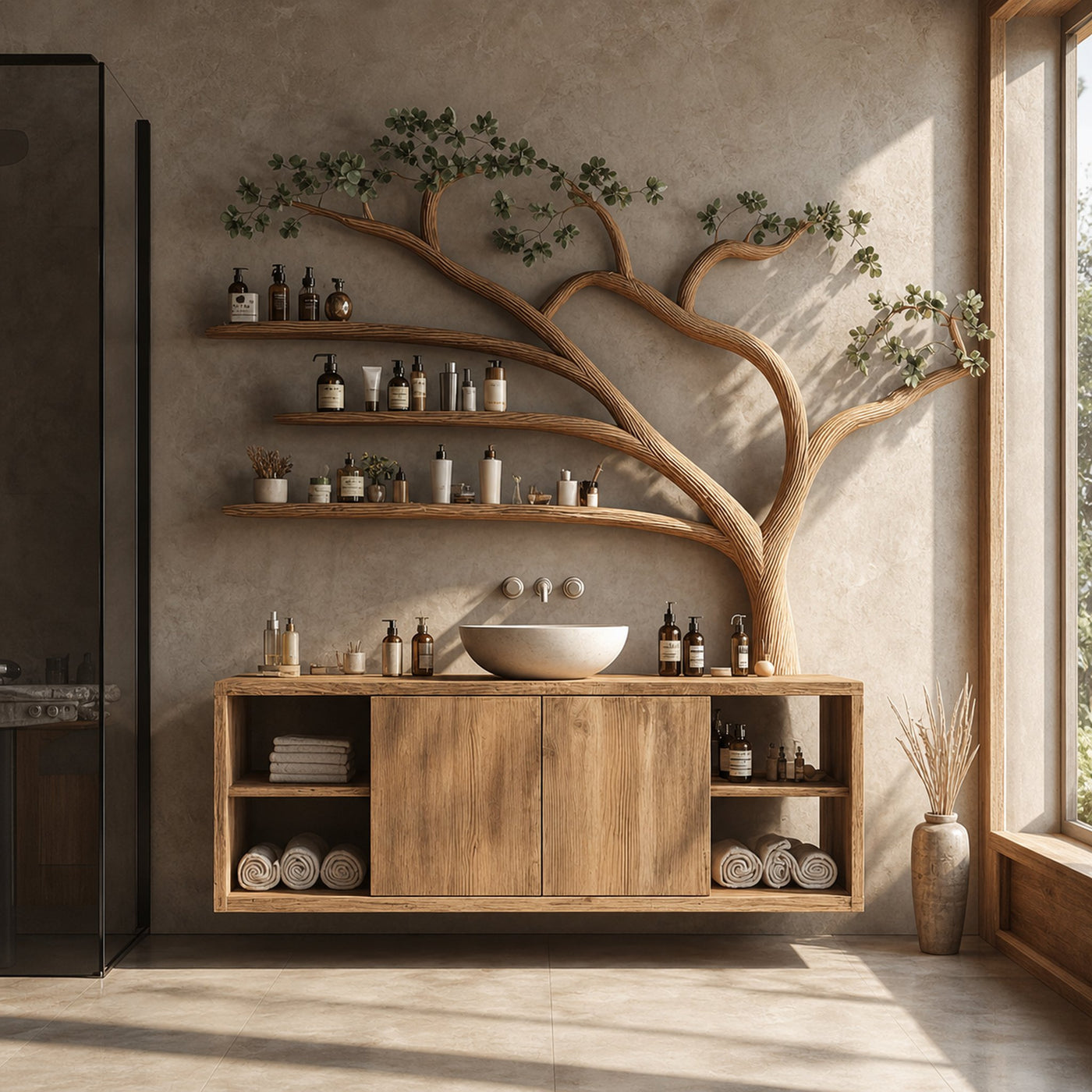Rustic Organic Branch Wall Vanity Bathroom Or Relax Room