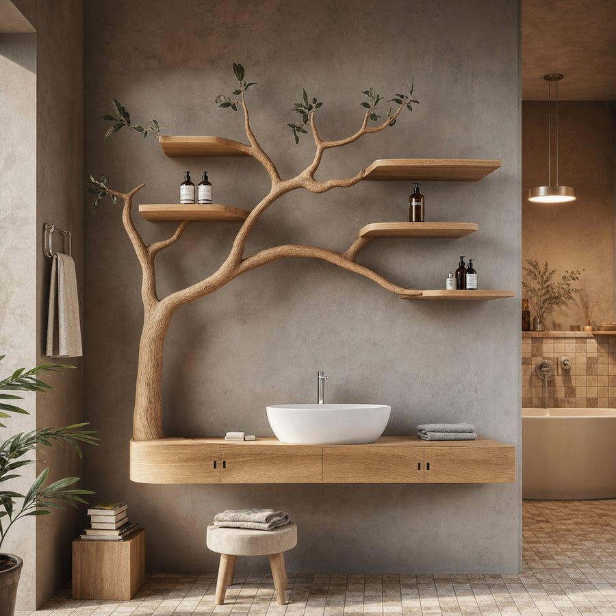 Rustic Organic Floating Tree Vanity Bathroom Or Spa Room