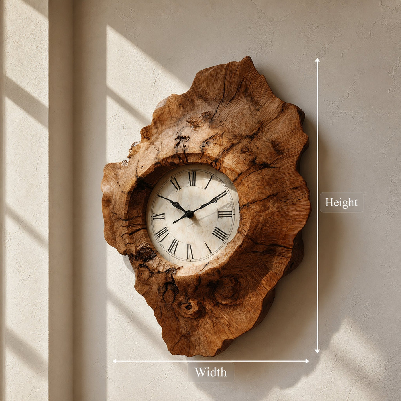 Rustic Organic Handmade Wood Wall Clock Entryway Or Living Room - product view 6