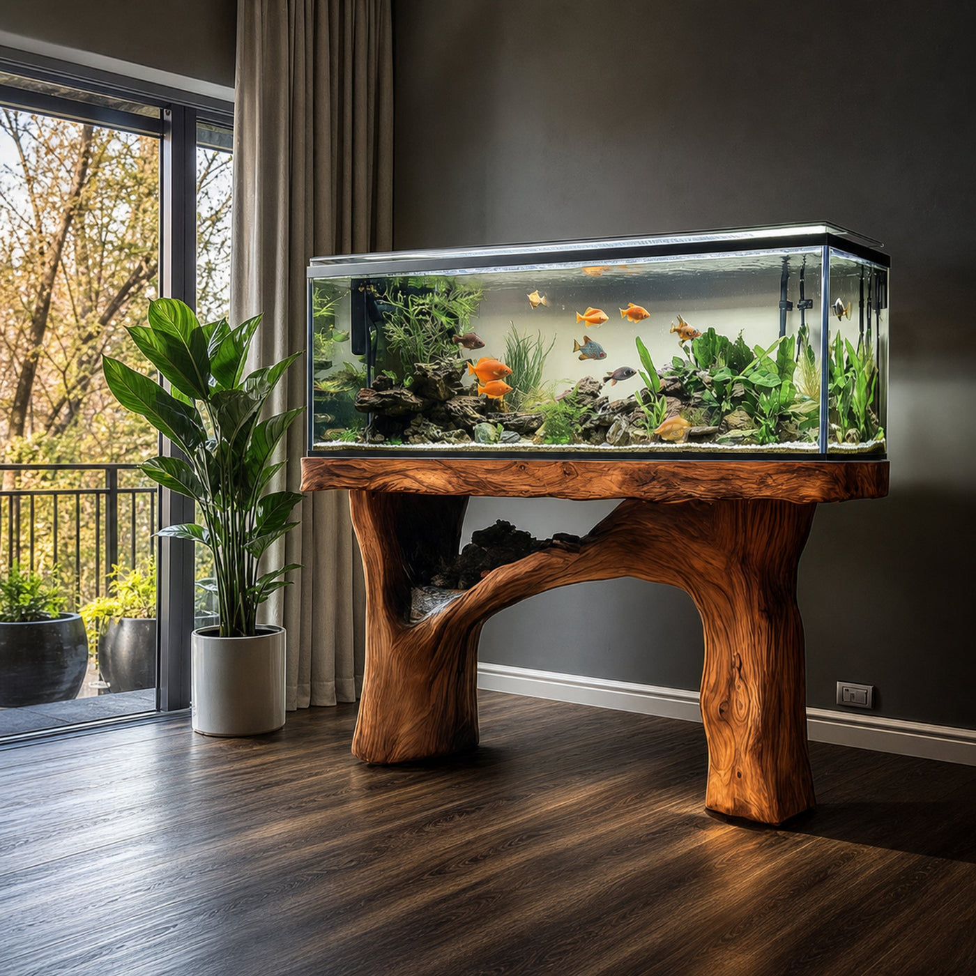 Rustic Organic Luxury Aquarium Stand Entryway Or Living Room
