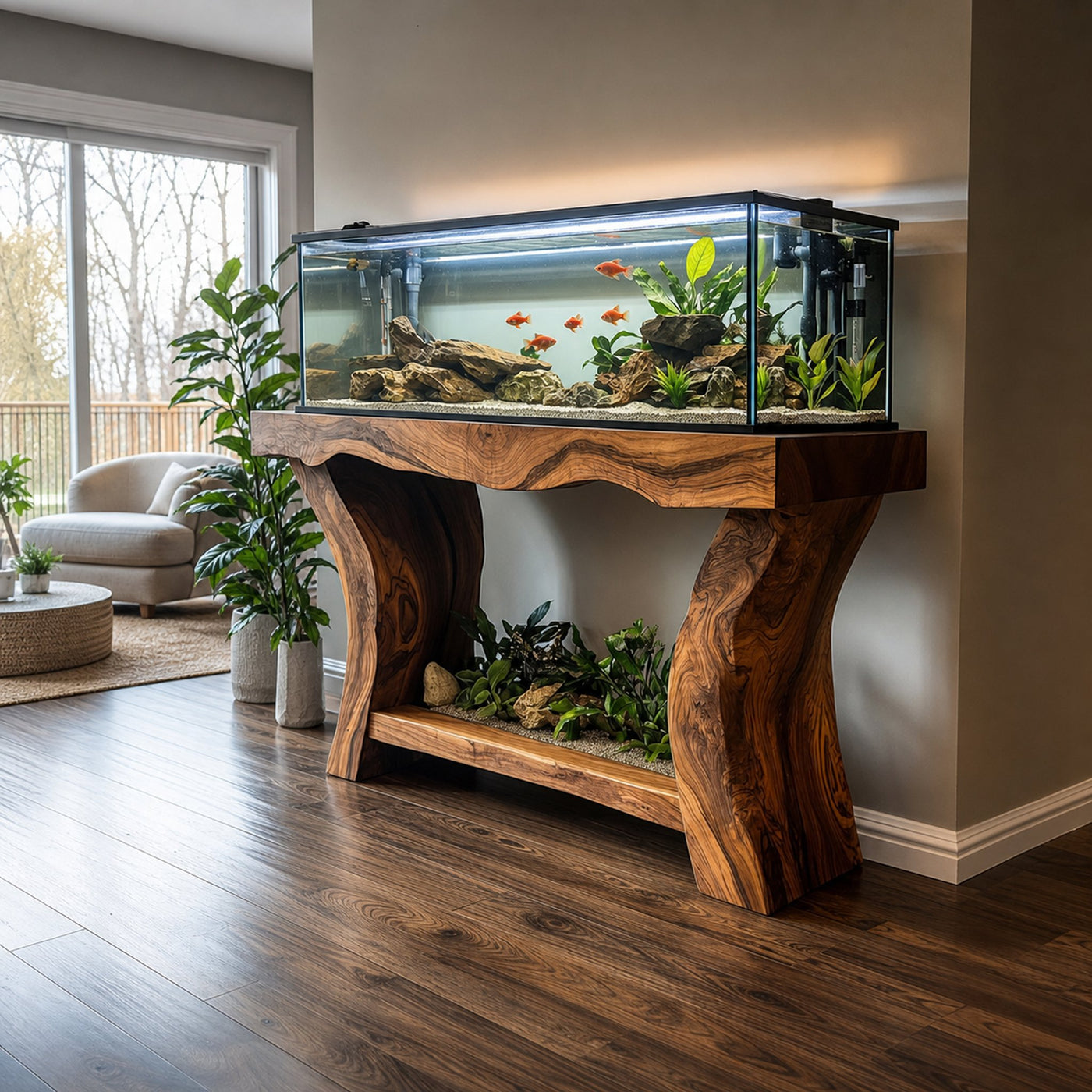 Rustic Organic Luxury Aquarium Stand Living Room Or Sunroom