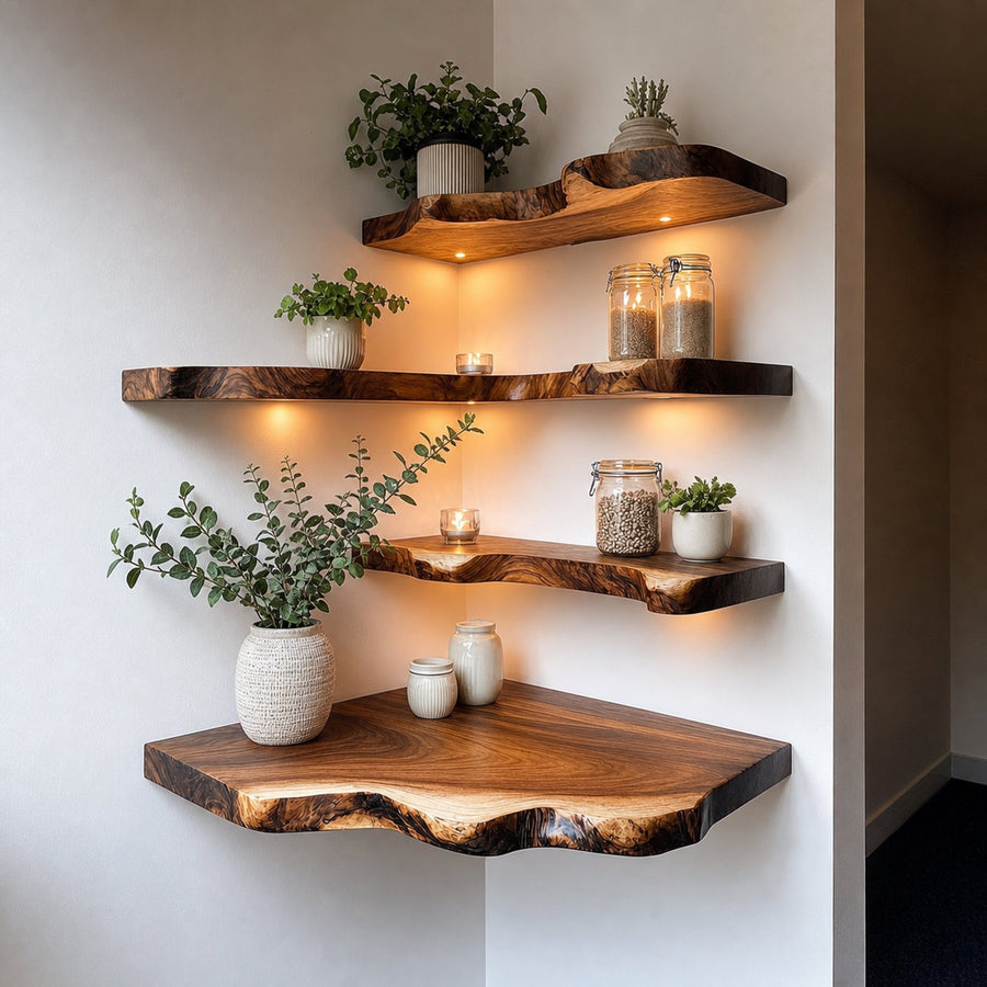 Rustic Organic Minimal Wall Shelf For Living Room And Apartment