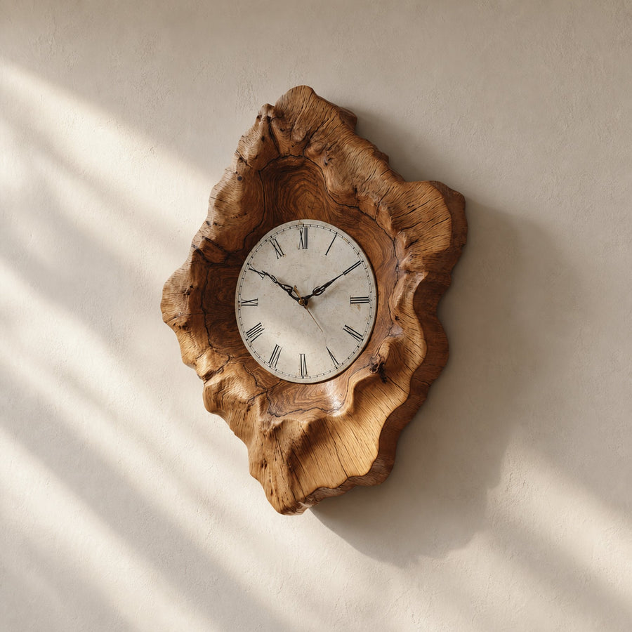 Rustic Organic Natural Wood Wall Clock Office Or Study Room Decor