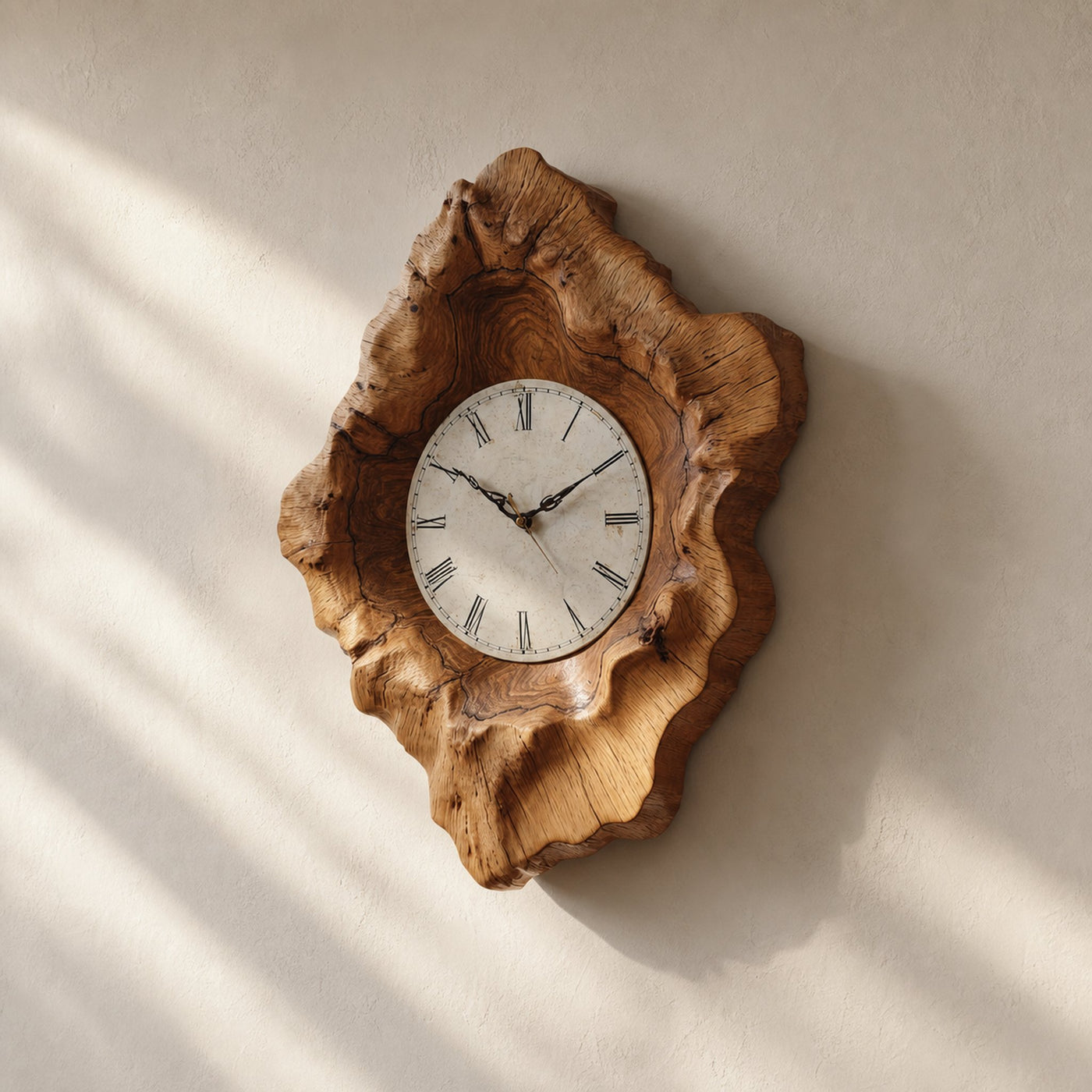 Rustic Organic Natural Wood Wall Clock Office Or Study Room Decor