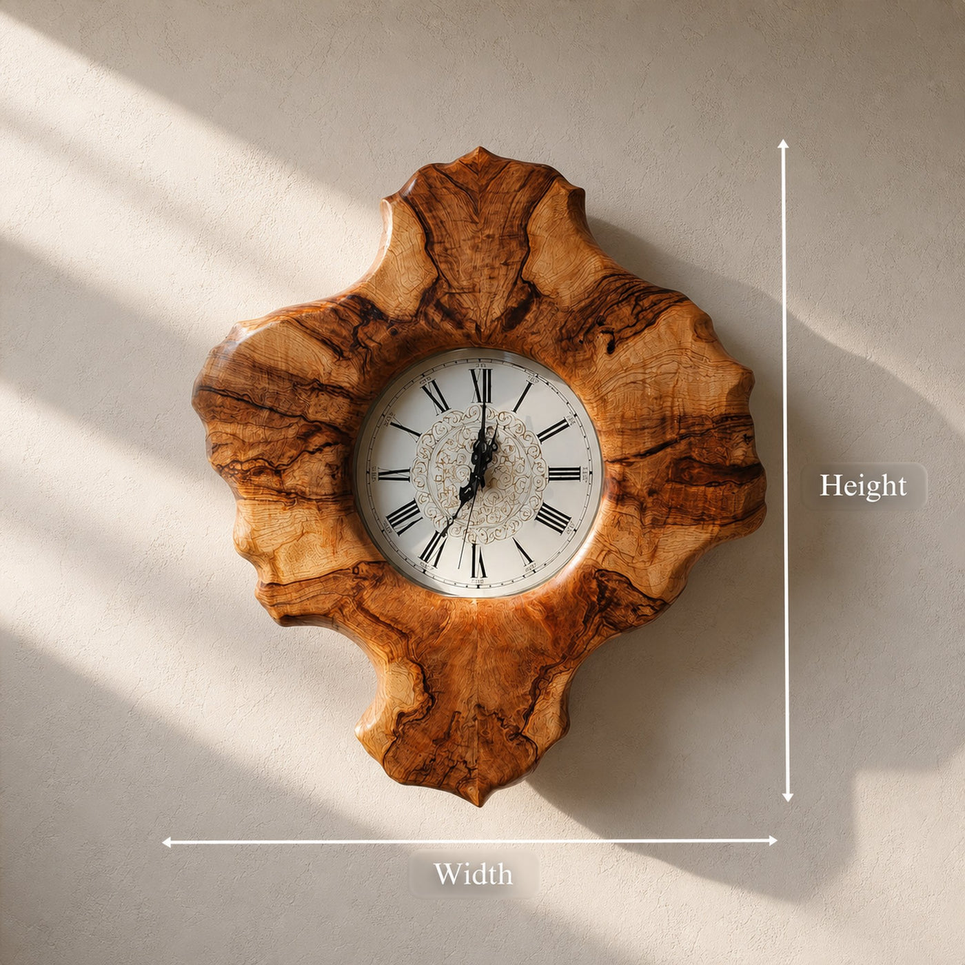 Rustic Organic Sculpted Wood Wall Clock Kitchen Or Entryway Decor - product view 6