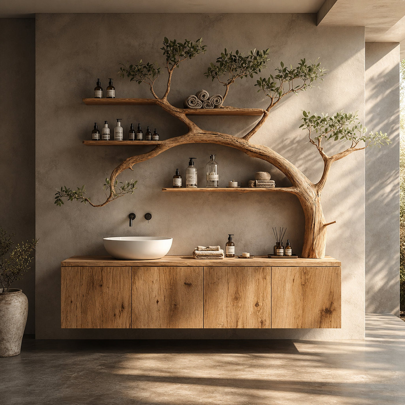 Rustic Organic Tree Inspired Vanity Bathroom Or Meditation Room