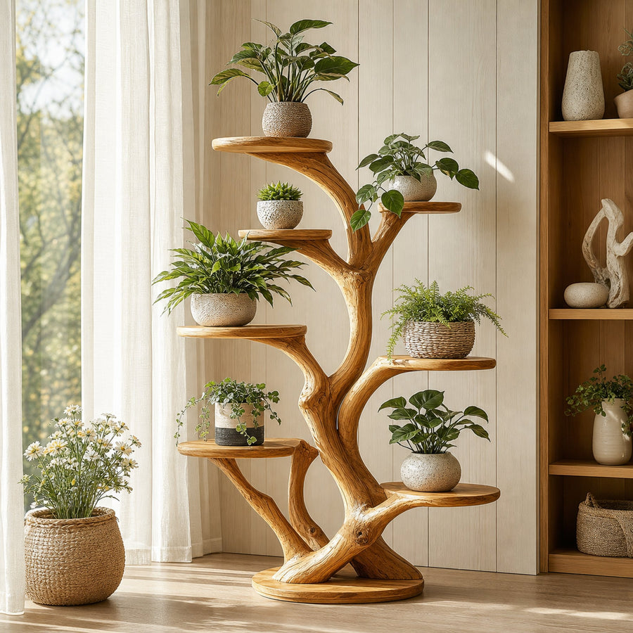Rustic Organic Tree Stand Botanical Room Accent