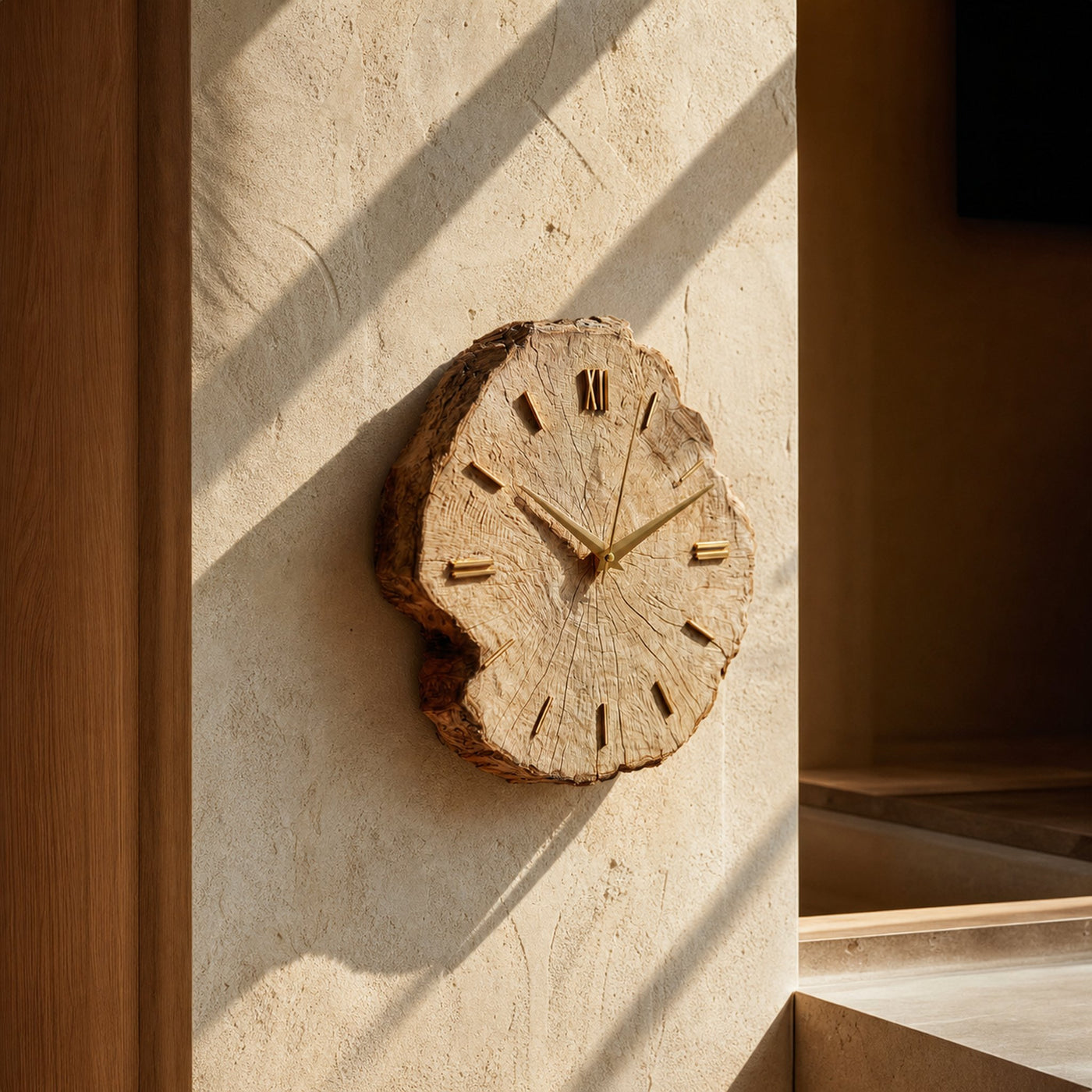 Rustic Organic Wood Wall Clock Hallway Or Living Room