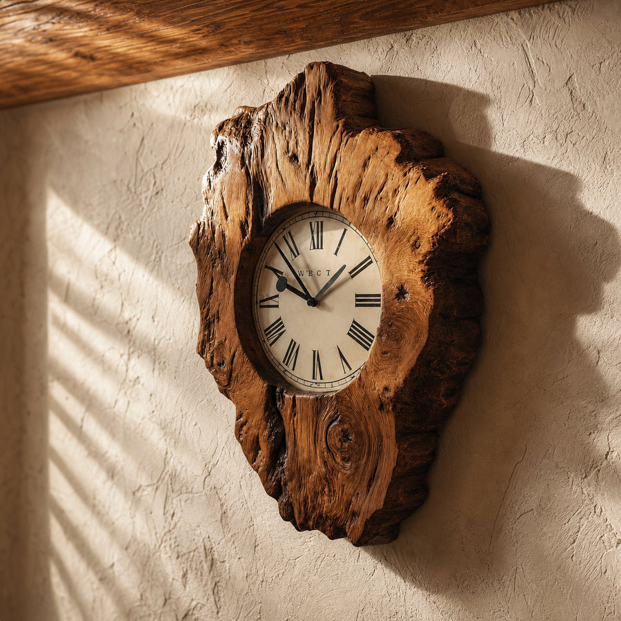 Rustic Organic Wood Wall Clock Home Interior Or Hallway