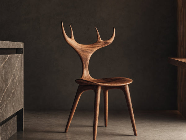 Rustic Organic Wooden Chair Dining Room Interior Sculptural Seating