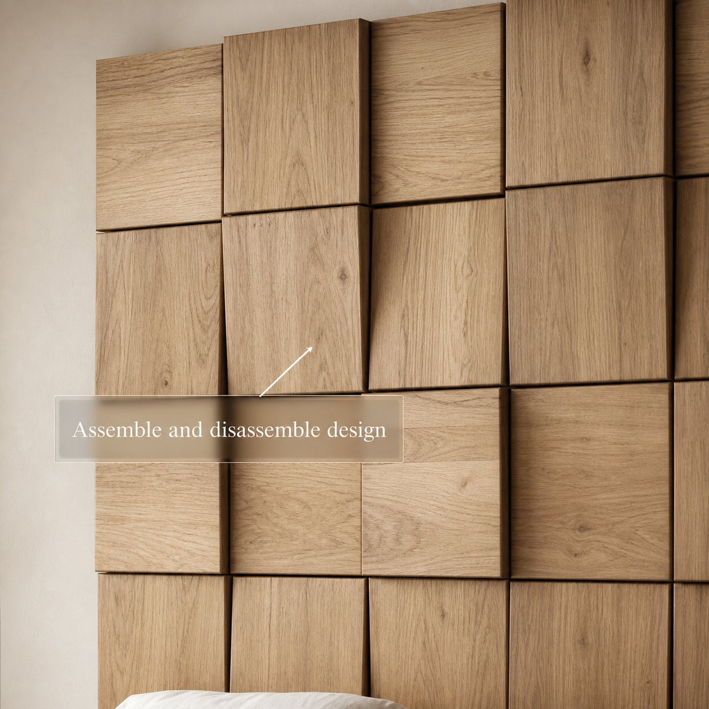 Rustic Organic Wooden Panel Headboard Solid Wood Bedroom Interior Architectural Wall Feature - product view 6