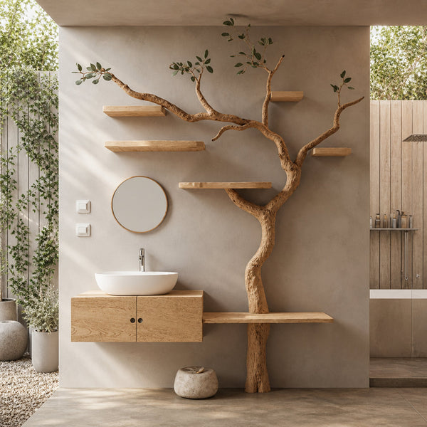 Rustic Organic Wooden Tree Vanity Bathroom