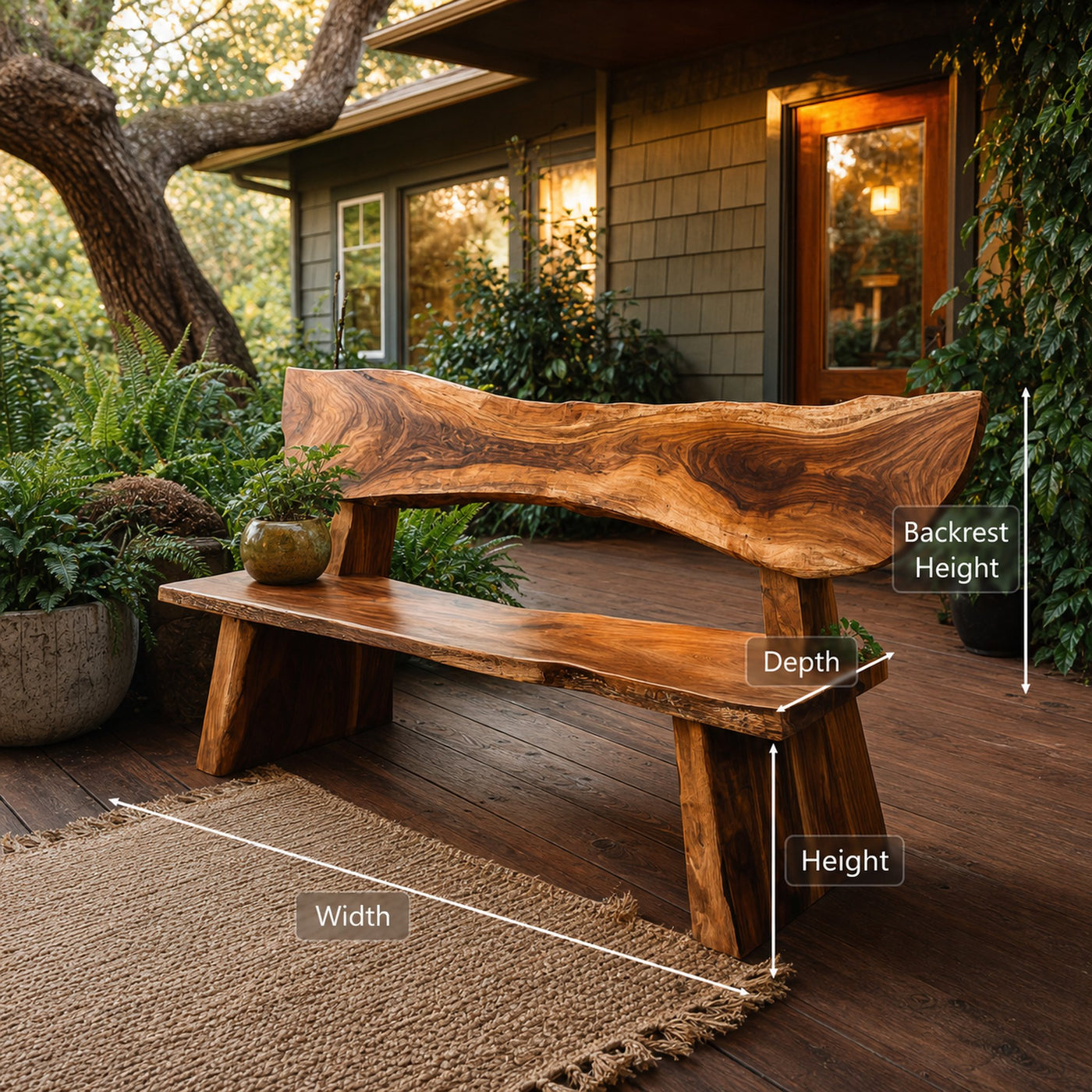 Rustic Outdoor Bench For Courtyard Spaces - product view 7