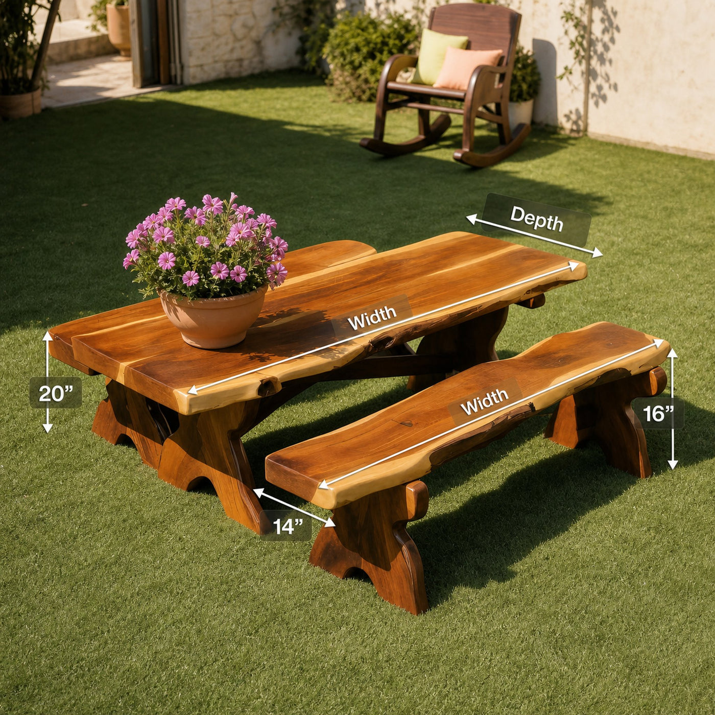 Rustic Outdoor Picnic Table And Bench Set For Garden - product view 8