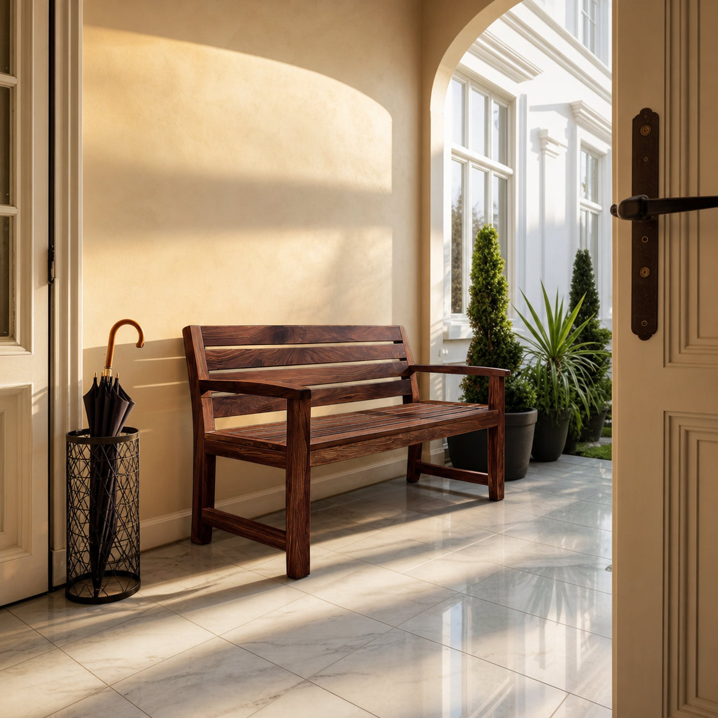 Rustic Outdoor Wood Bench For Natural Landscape - product view 7