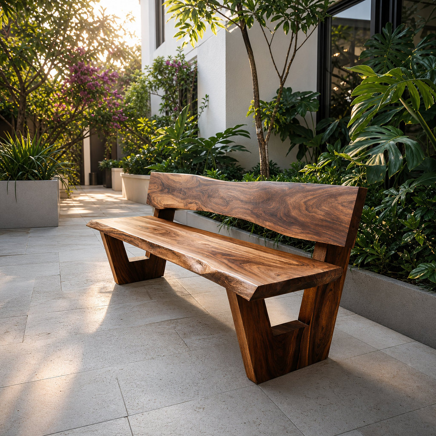 Rustic Outdoor Wooden Bench For Garden Seating