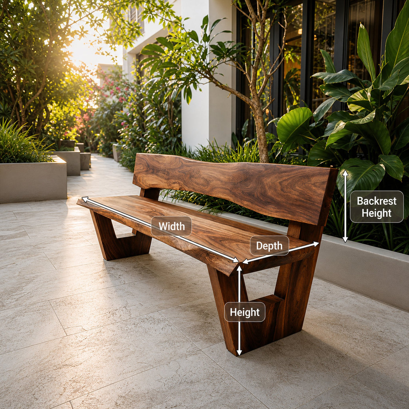 Rustic Outdoor Wooden Bench For Garden Seating - product view 8