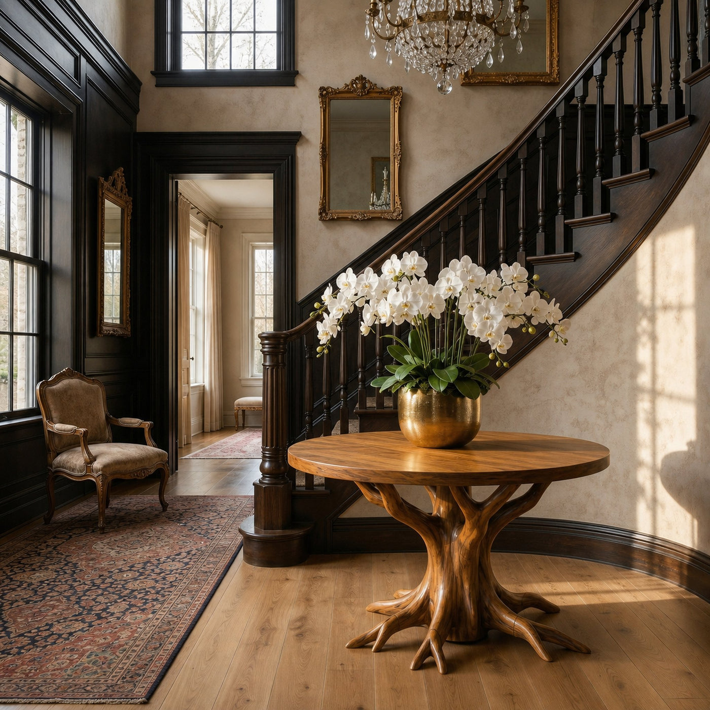 Rustic Pedestal Foyer Table For Entryway And Living Room - product view 6