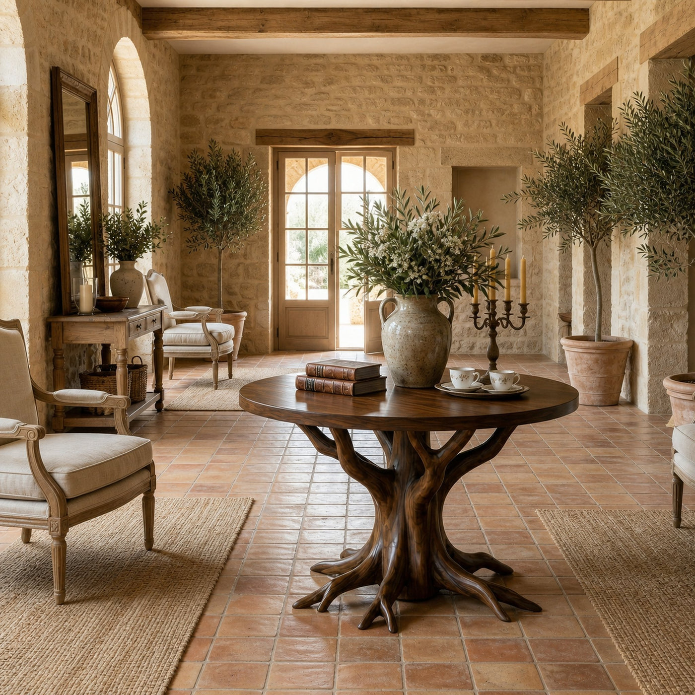 Rustic Pedestal Foyer Table For Entryway And Living Room - product view 7