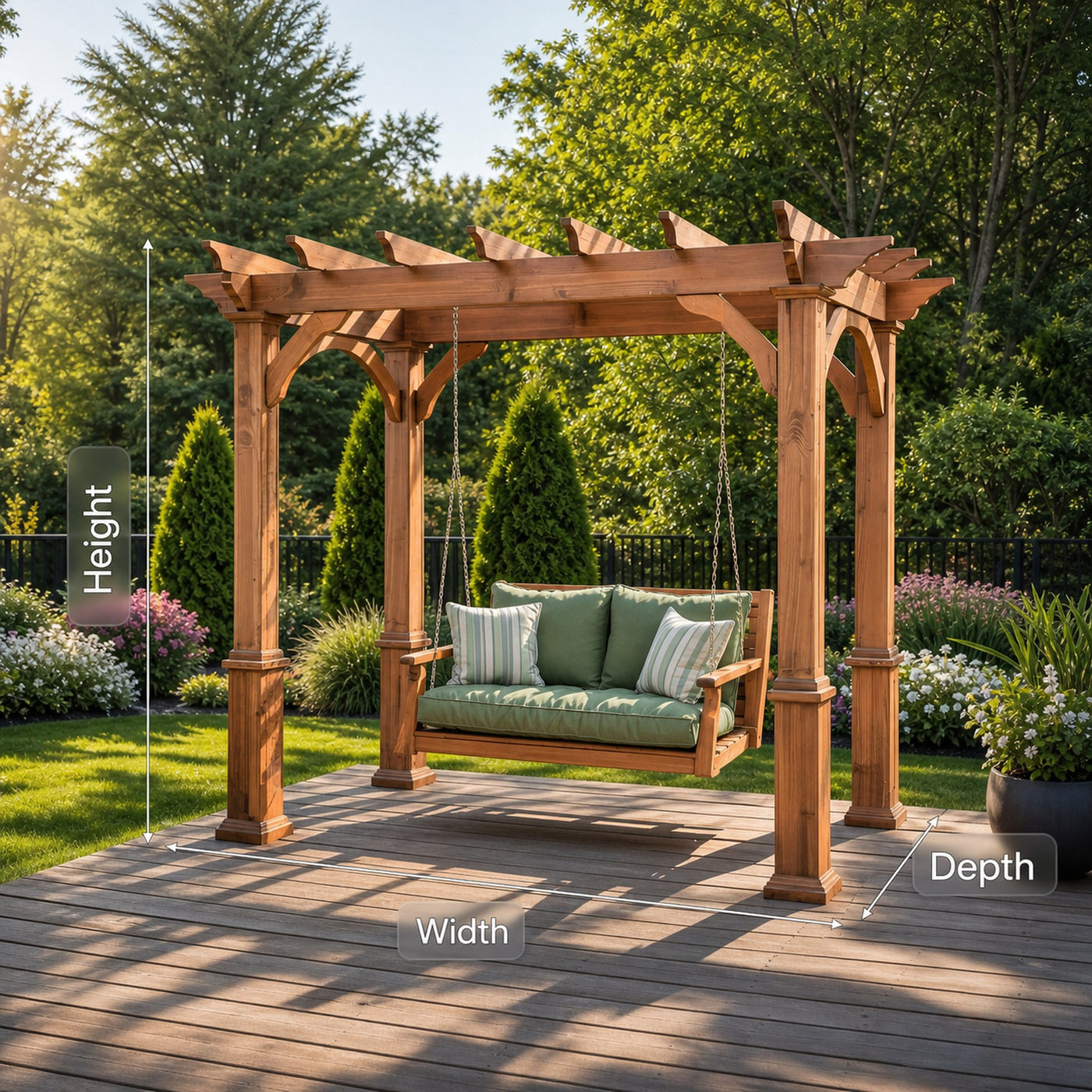 Rustic Pergola Swing Bench For Outdoor Garden And Lounge - product view 8
