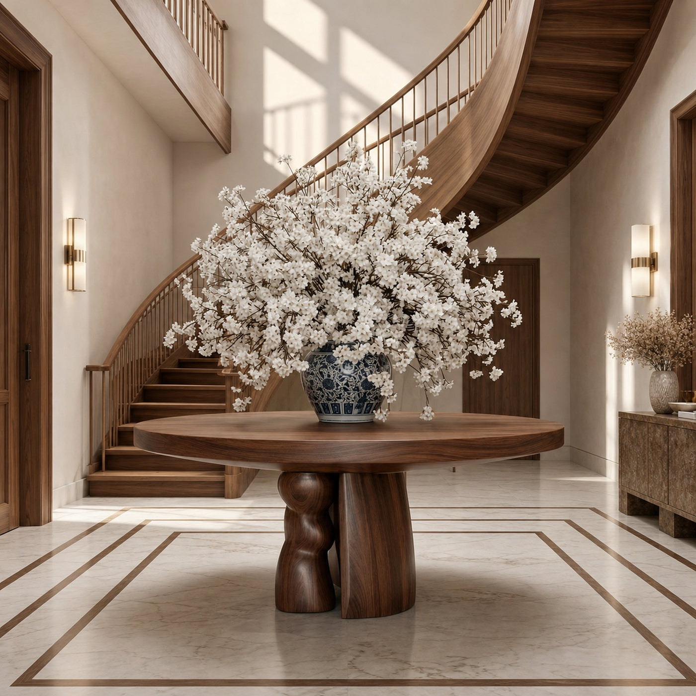 Rustic Round Entryway Table For Entryway And Hallway