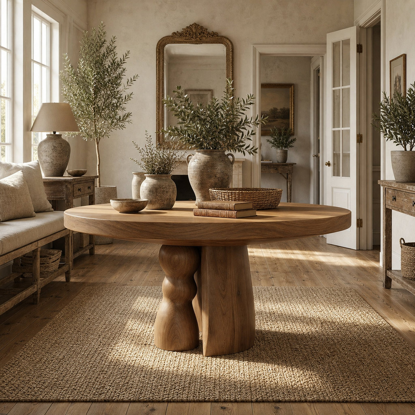 Rustic Round Entryway Table For Entryway And Hallway - product view 6