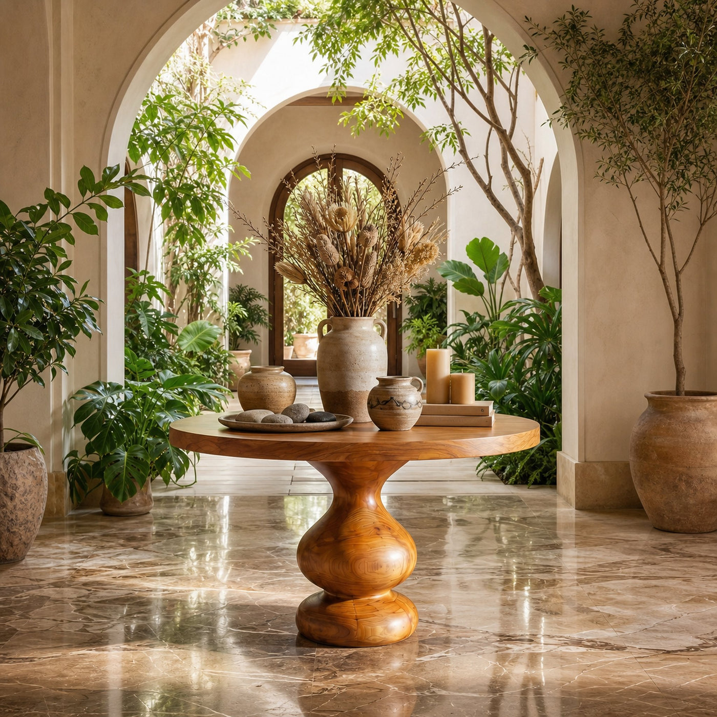 Rustic Round Entryway Table For Entryway And Living Room - product view 6