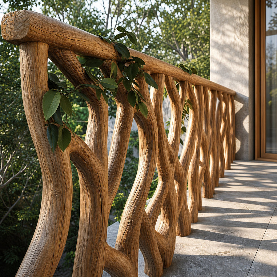 Rustic Sculptural Balcony Railing For Exterior And Terrace Area