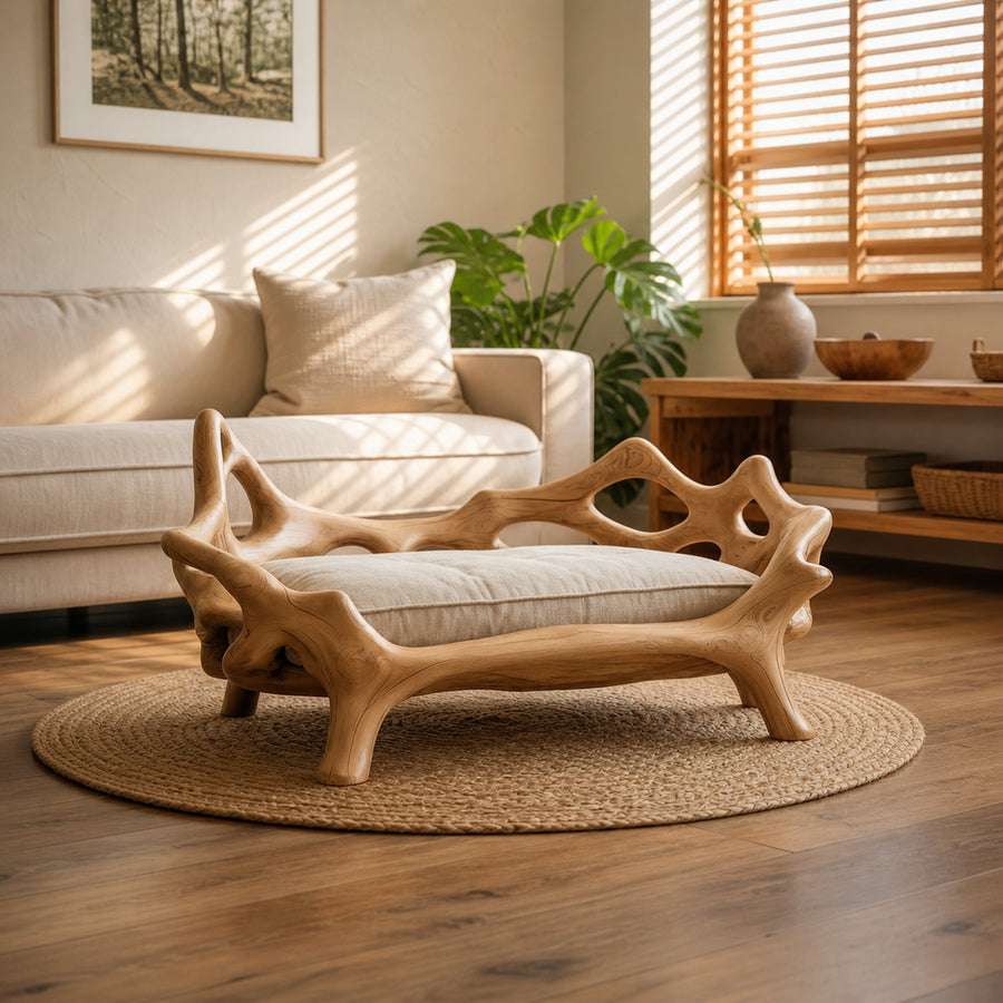 Rustic Sculptural Decorative Pet Bed For Living Room And Interior Space