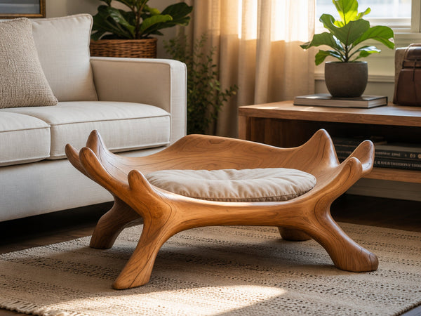 Rustic Sculptural Pet Bed For Living Room Or Home Space