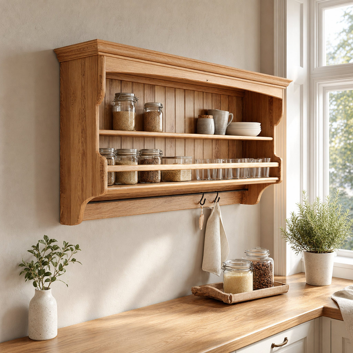 Rustic Sculptural Storage Shelf For Kitchen And Dining Area