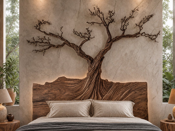 Rustic Sculptural Tree Inspired Wall Art For Bedroom And Interior Space