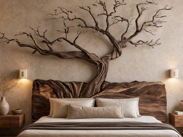 Rustic Sculptural Wall Headboard Art For Bedroom And Master Suite