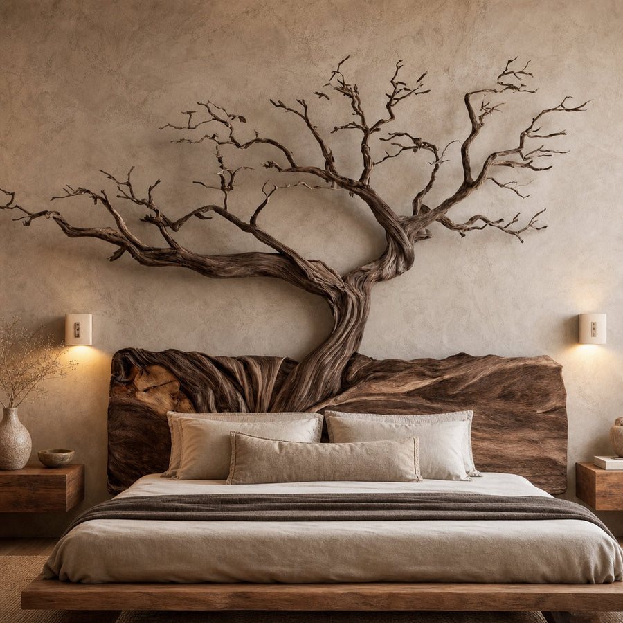 Rustic Sculptural Wall Headboard Art For Bedroom And Master Suite