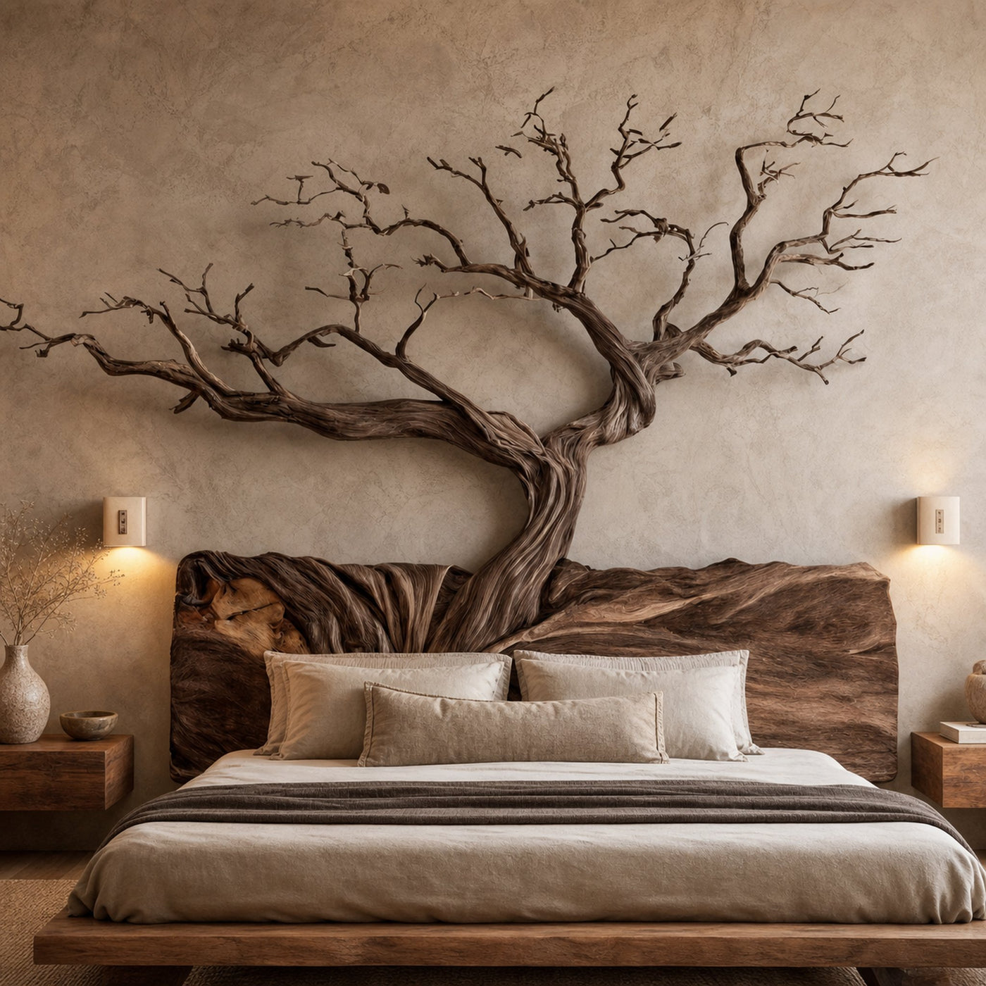Rustic Sculptural Wall Headboard Art For Bedroom And Master Suite