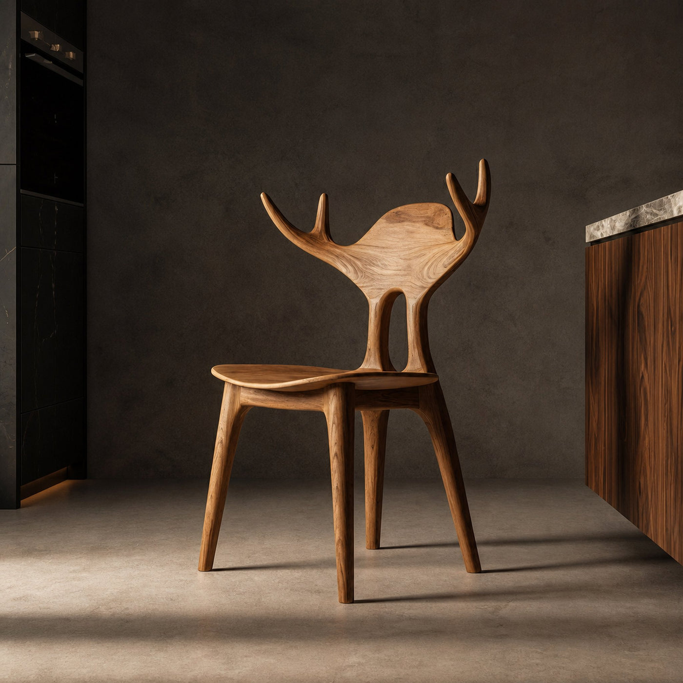 Rustic Sculptural Wooden Chair Dining Room Interior Art Furniture