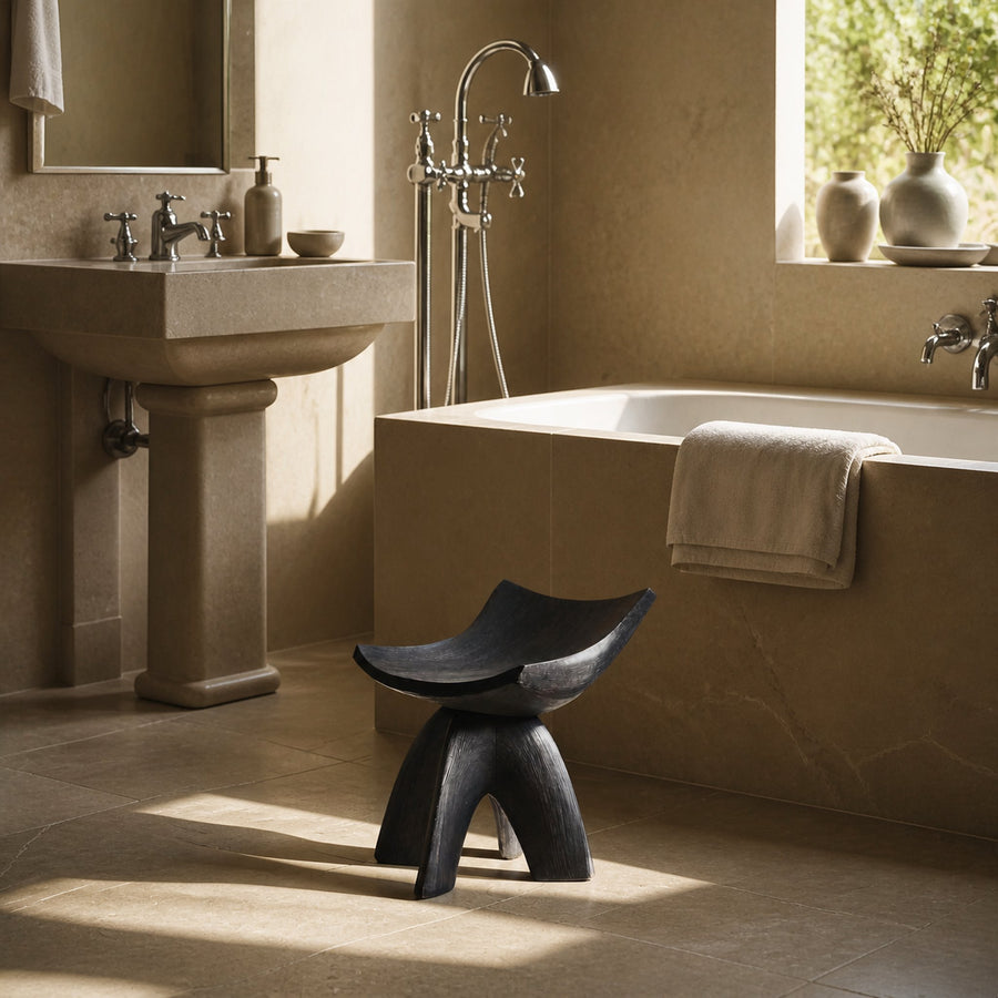 Rustic Shower Stool For Vintage Bathroom Aesthetic