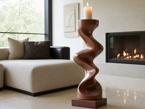 Rustic Solid Wood Abstract Sculpture For Patio Design