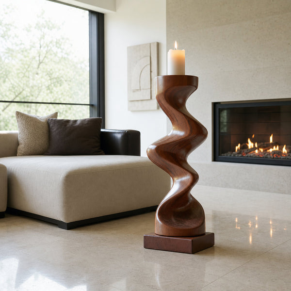 Rustic Solid Wood Abstract Sculpture For Patio Design