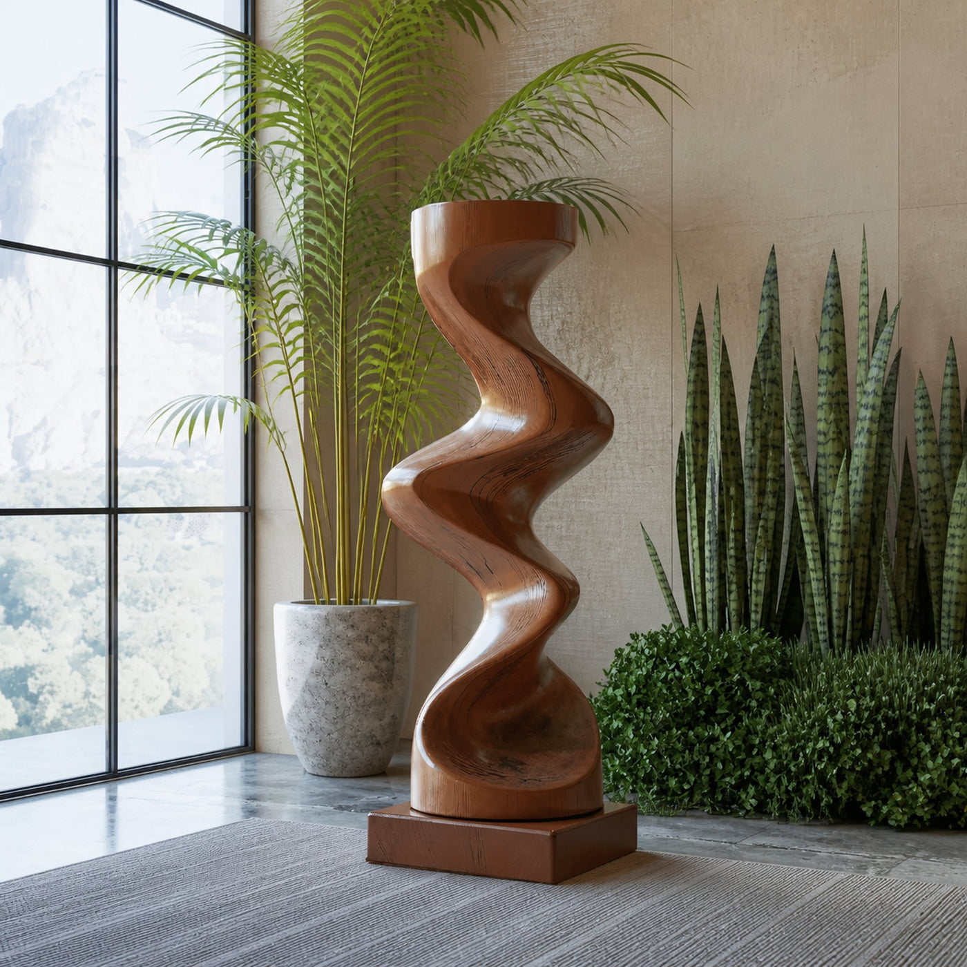 Rustic Solid Wood Abstract Sculpture For Patio Design - product view 6