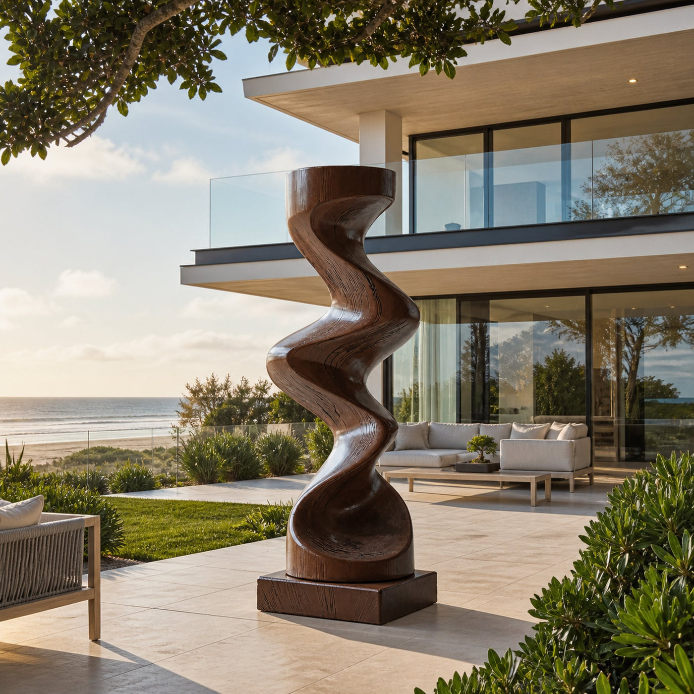 Rustic Solid Wood Abstract Sculpture For Patio Design - product view 7
