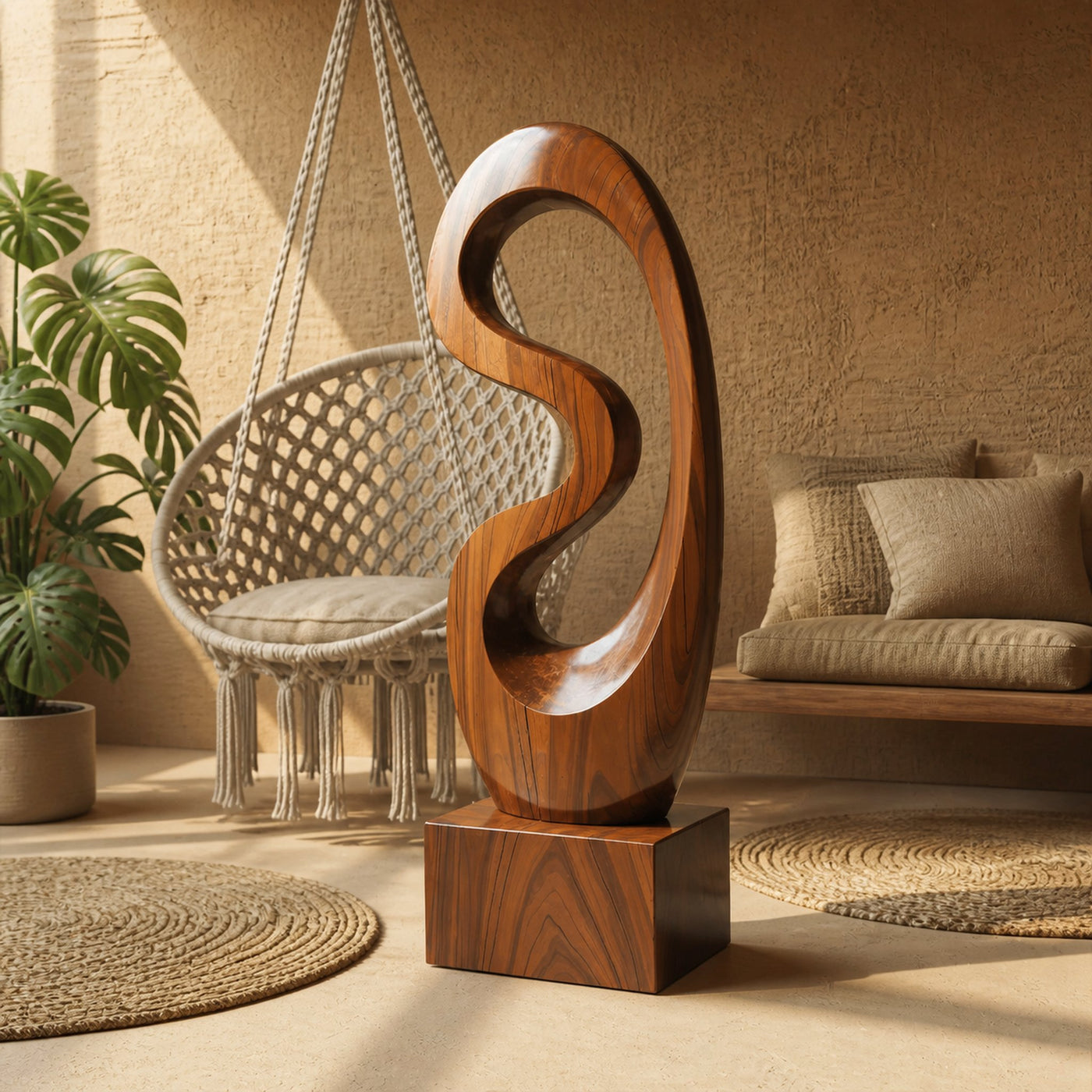 Rustic Solid Wood Abstract Statue For Interior Design - product view 6