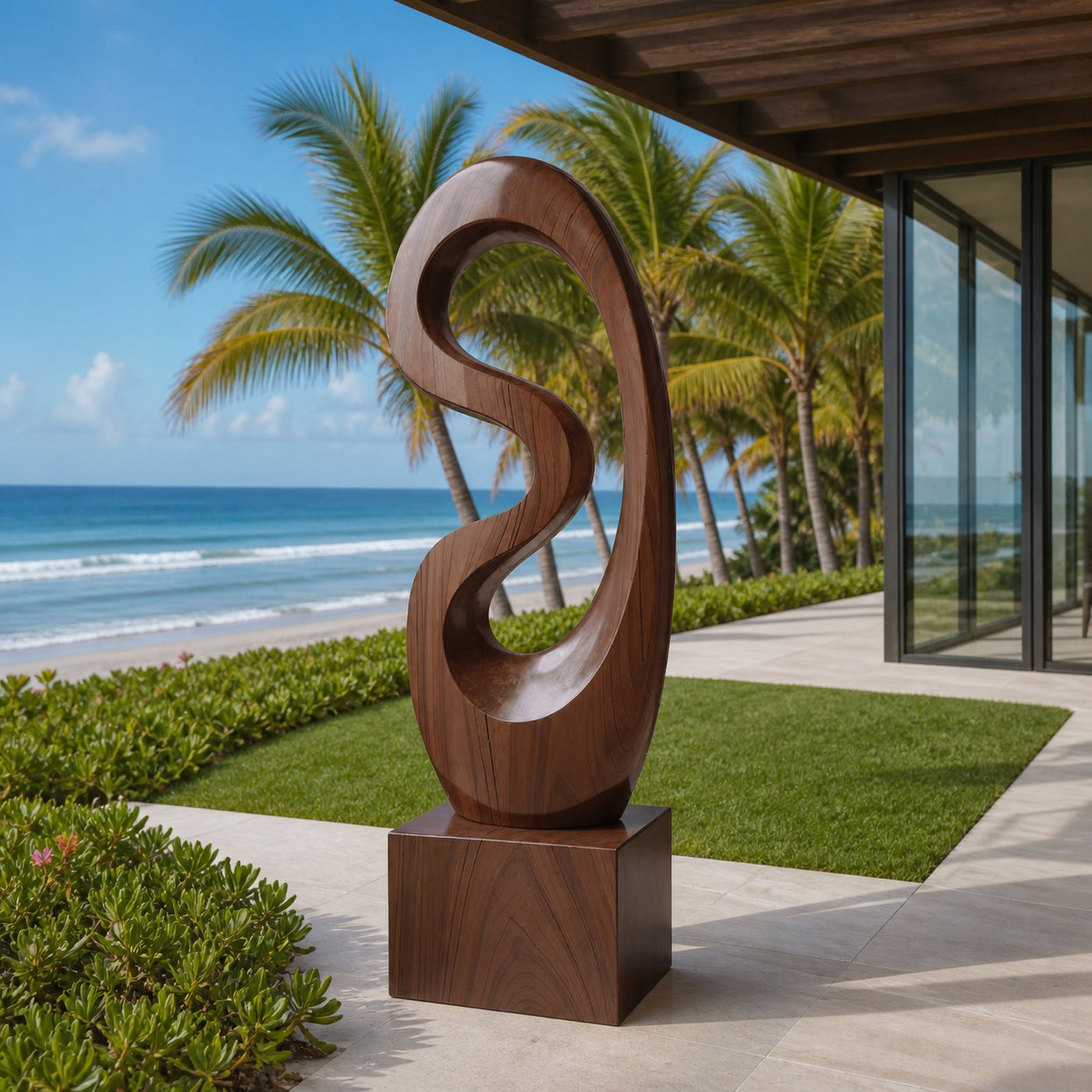Rustic Solid Wood Abstract Statue For Interior Design - product view 7