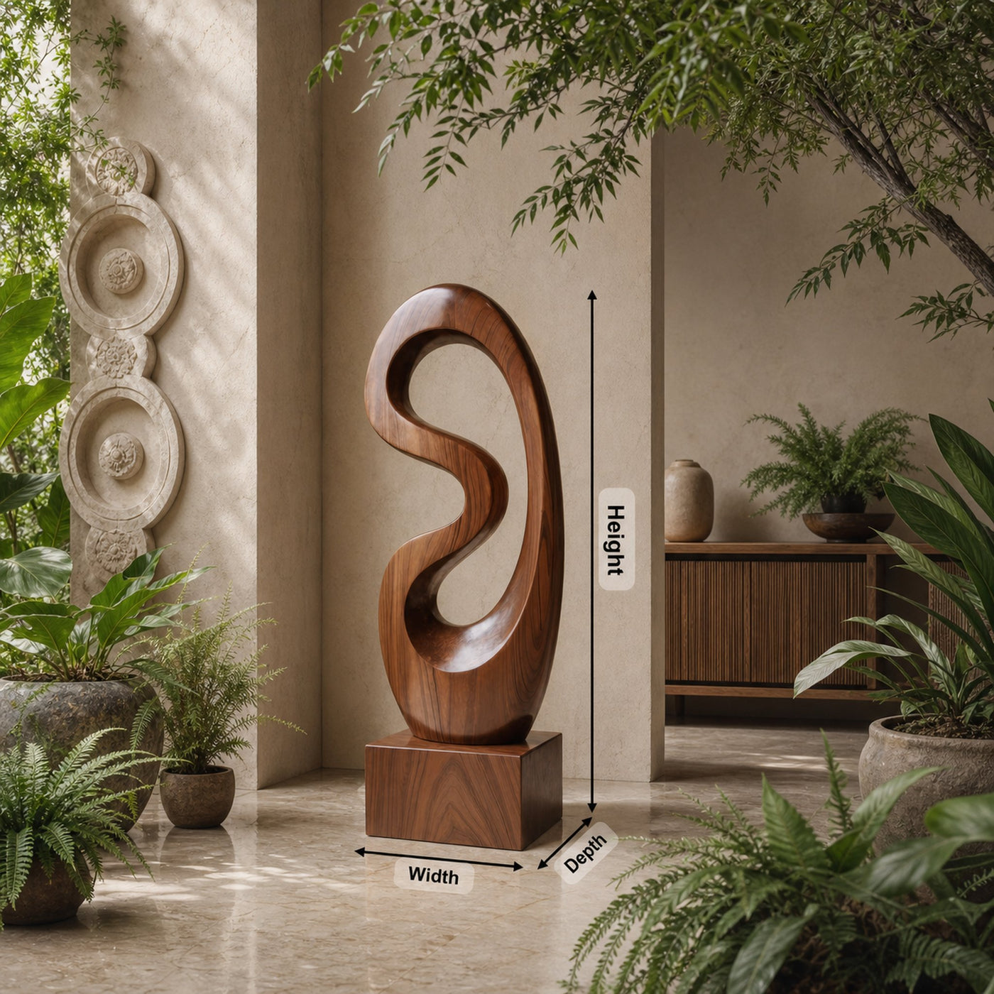 Rustic Solid Wood Abstract Statue For Interior Design - product view 8