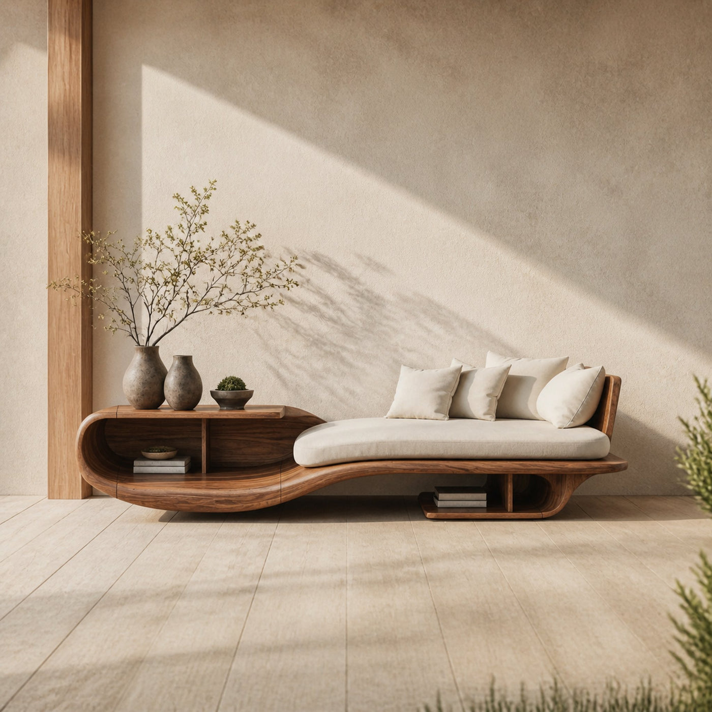Rustic Solid Wood Garden Daybed For Entryway Furniture Styling