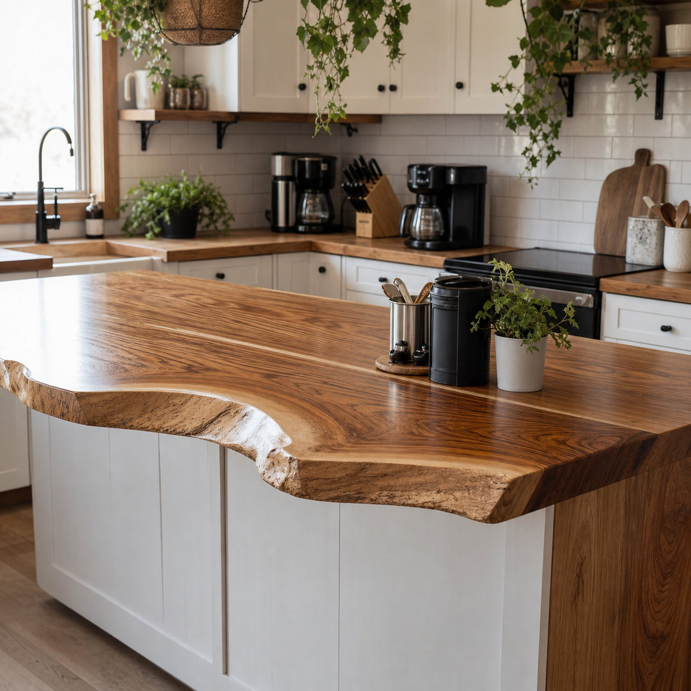 Rustic Solid Wood Kitchen Tabletop For Cozy Kitchen Decor