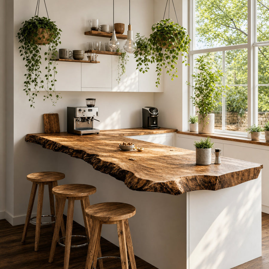 Rustic Solid Wood Kitchen Tabletop For Harmonious Furniture Styling