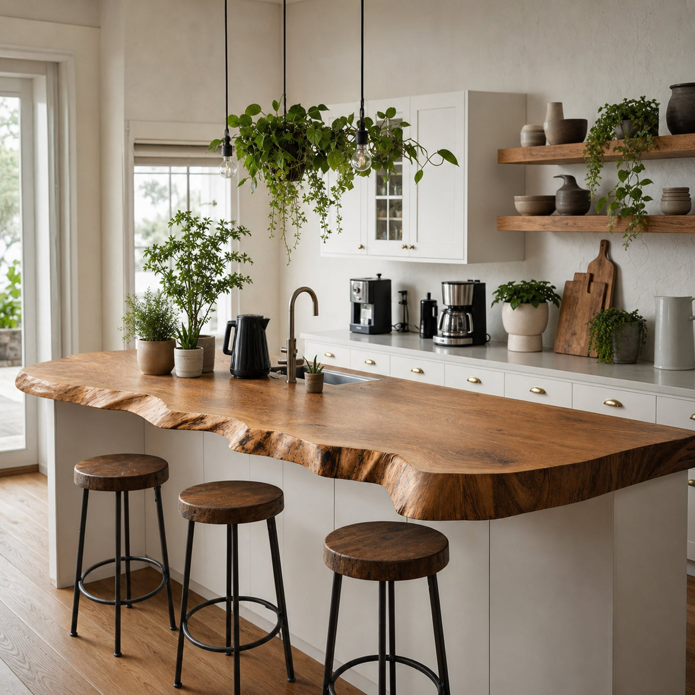 Rustic Solid Wood Kitchen Tabletop For Warm And Inviting Dining Space