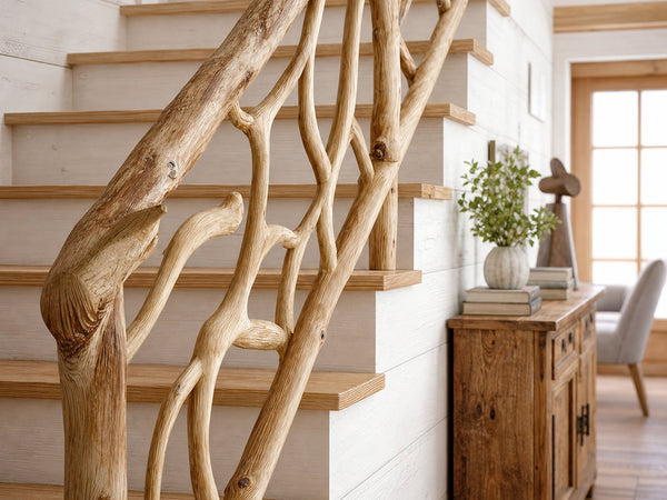 Rustic Solid Wood Stair Railing Home Interior